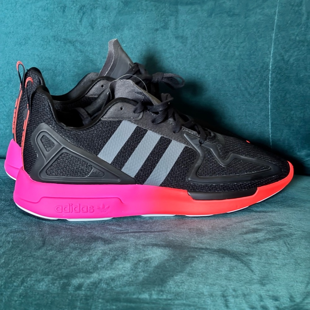 Adidas Black and Neon Pink Athletic Shoes